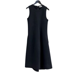 Jil Sander size 10 Laine Wool EUC long Blue A-Line Crew Neck Dress- thicker wool